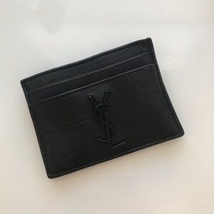 Saint Laurent card wallet embossed crocodile